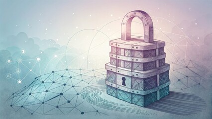 A detailed illustration of a digital lock for data security