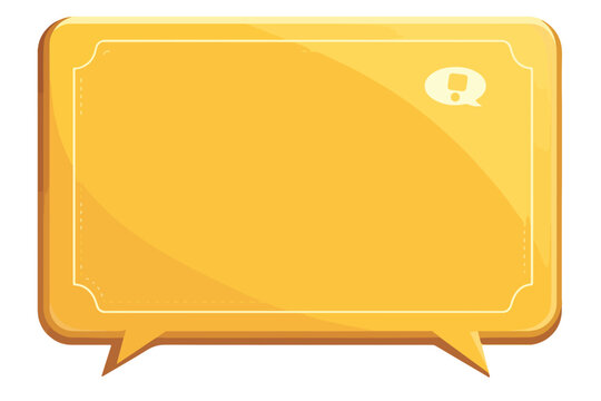 Marco de di&aacute;logo amarillo brillante con esquinas redondeadas y espacio para texto o pregunta sobre fondo blanco.