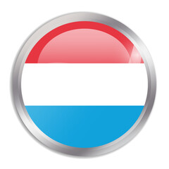Obraz premium Luxembourg flag - glossy circle button in metal frame displays a colorful flag of a country cultural identity and heritage. The essence of national pride and unity.