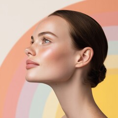 美しい女性の横顔のアップ。美容やスキンケアのイメージ素材。