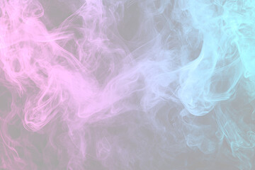 Vibrant Neon Pink and Blue Smoke Swirl Overlay, Ethereal neon pink and blue colored smoke swirls with a soft glowing effect, ideal for futuristic and artistic design projects.