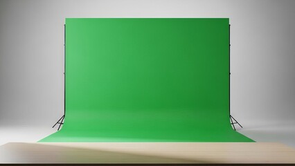 Empty Green Screen Studio for Photography and Video Production