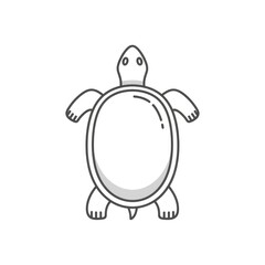 Obraz premium Minimalist sea turtle outline vector illustration on white background.