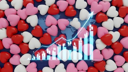 Heartfelt data trend analysis with colorful candy background
