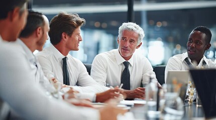 Diverse business professionals in a meeting discussing strategy and planning for future growth - Powered by Adobe