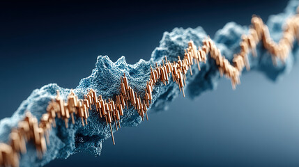 Digital data visualization of stock market fluctuations with a textured background.