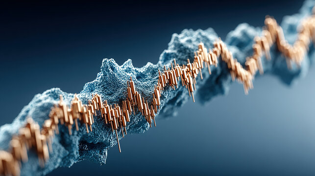 Digital data visualization of stock market fluctuations with a textured background. - Powered by Adobe