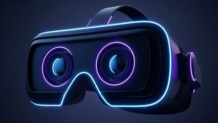 Futuristic VR headset glowing with neon lights, exploring virtual reality