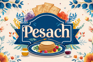 Greeting Card Traditional religion Judaism Jewish Holiday of Passover Pesach in Israel AI Generative