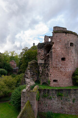 Historic Heidelberg Castle Tower Ruins Baden Wurttemberg Germany.The ruins of an old tower at Heidelberg castle Baden Wurttemberg, Germany.

