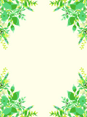 フレッシュグリーンの春らしい装飾素材・縦型フレーム