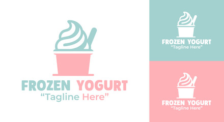 Frozen Yogurt Logo Modern Dessert Brand Identity