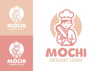 Fototapeta premium Mochi Dessert Logo Minimal Asian Dessert Identity