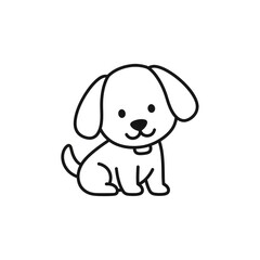 Obraz premium Simple black and white line art of a cute puppy sitting.