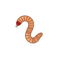 Fototapeta premium Simple Cartoon Illustration of a Brown Mealworm with Red Head.
