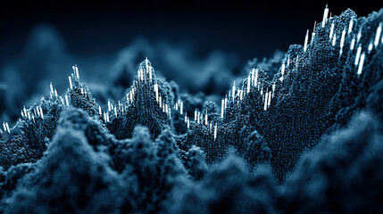 digital abstract of hierarchical data visualization resembling mountainous landscape