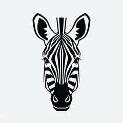 Obraz premium Striking Black and White Zebra Head Illustration with Bold Stripes.