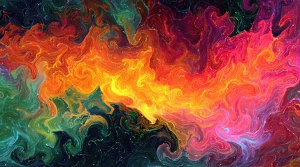 Vibrant Abstract Fluid Art with Fiery Color Motion
