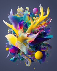 Colorful Abstract 3D Art with Dynamic Flowing Shapes