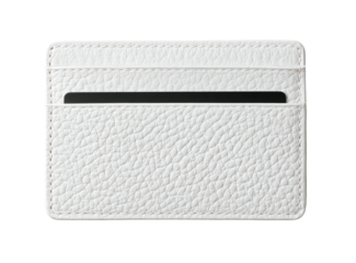 White textured card holder, one black card visible, simple and modern
