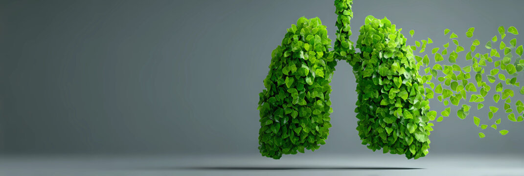 Conceptual Green Leafy Lungs Representing Respiratory Health and Healing Illustration
