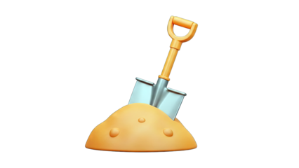 Shovel in Sand: Digging Fun on White Background