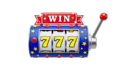 Slot Machine with Jackpot Win on White Background