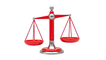 Red Balance Scale on White Background