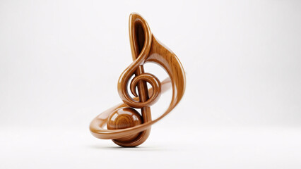 Elegant wooden treble clef sculpture representing music and art