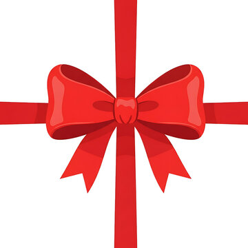 Vectorized red satin ribbon bow isolated on transparent background png
