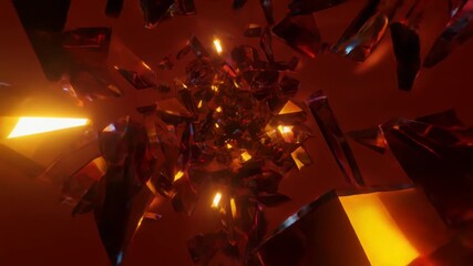 光の中で舞うガラス片が緊張と解放を描く幻想的なシーン