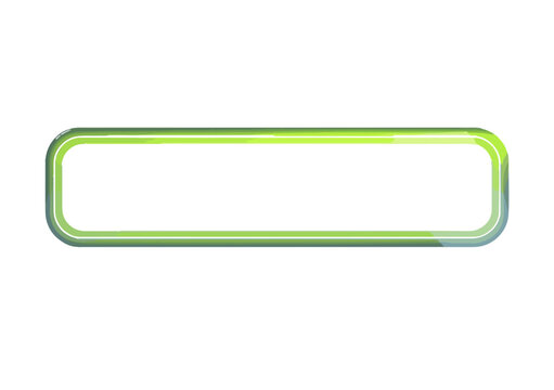 Moldura retangular verde neon brilhante com bordas arredondadas, isolada em fundo transparente.