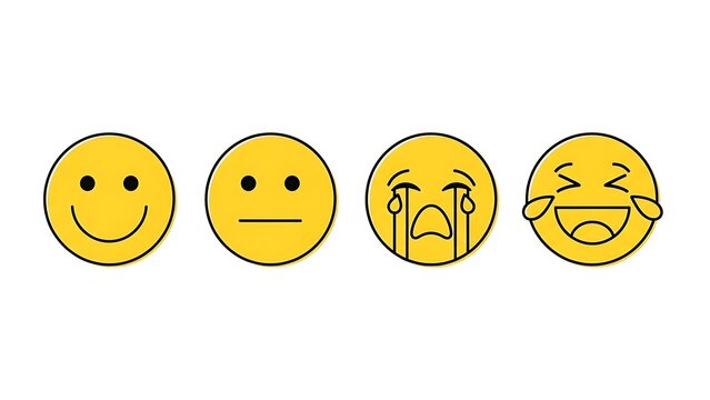 Set of Four Emoticons Showing Different Emotions. - Powered by Adobe