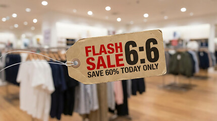 Flash Sale 66 Promotion in a Clothing Store.