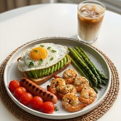 fried eggs and vegetables