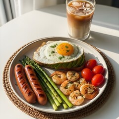 fried eggs and vegetables