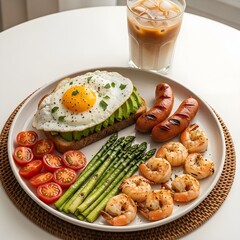 fried eggs and vegetables