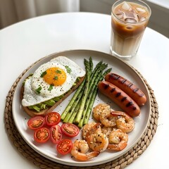 fried eggs and vegetables