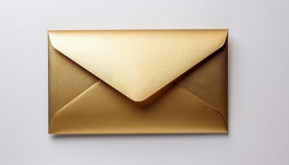Golden Envelope Isolated On White Background Shiny Gold Envelope Greeting Card Or Invitation Mailing