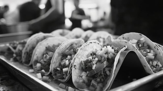 A selection of flauta tacos with a variety of fillings ready for serving.