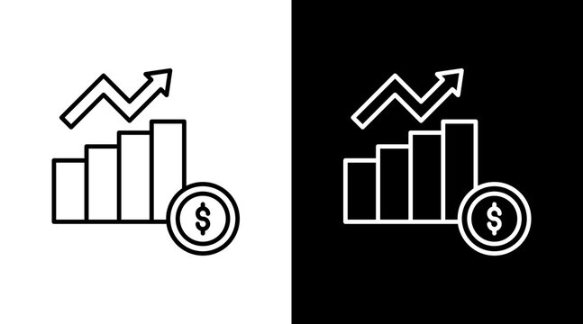 Stock Growth Outline White Icon Set Design