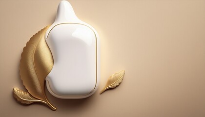 White Like With Gold Accent On Beige Background