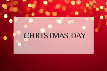 Simple Christmas Day Text Box on Red Bokeh Background