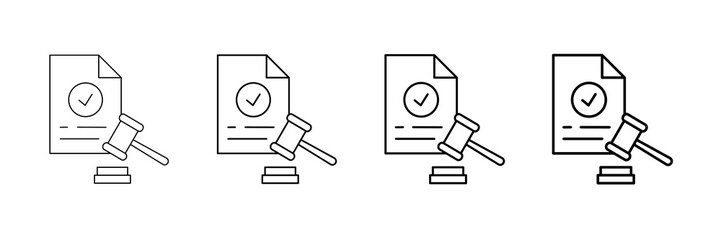Bidding Result Icons Vector Set In Different Stroke Line Style