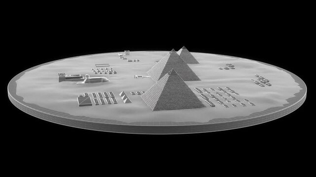 Pyramids of Giza HUD Interface 360 Rotation Sci-Fi Overlay Graphic Element &ndash; Loop Animation White Fresnel