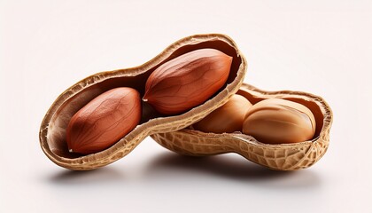 Two Peanut Shells Open Revealing A Single Peanut Each