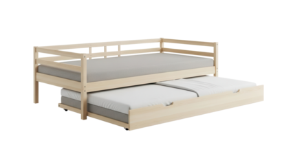 Contemporary daybed with trundle for guest room sleeping arrangements isolated on white background