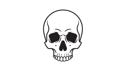 Fototapeta premium Minimal black-and-white skull illustration icon for graphic design and decor.