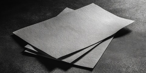 Textured black paper sheets stacked studio setting photography minimalist close-up view art concept