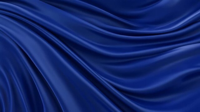 Abstract Blue Fabric Waves Flowing Smoothly Background.